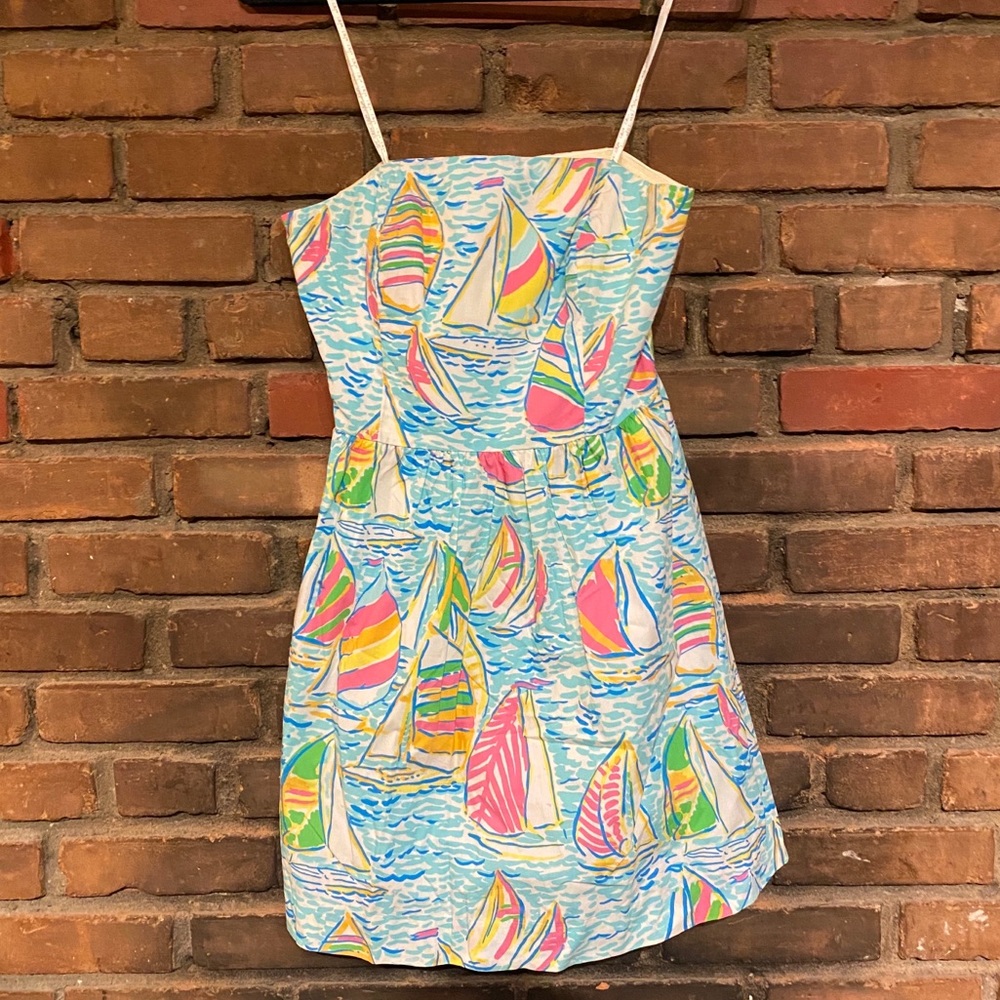 Lily Pulitzer Sailboat print Strapless Dress